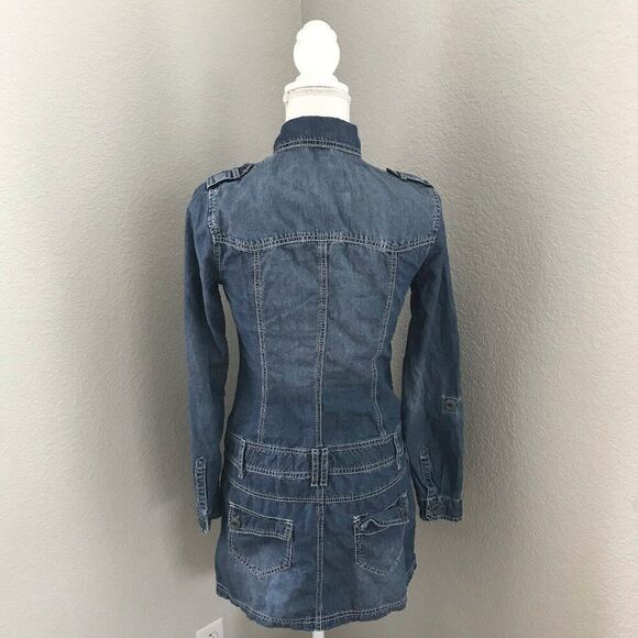 EDC Women Medium Blue Denim Long Sleeve Mini Dress - Picture 3 of 11